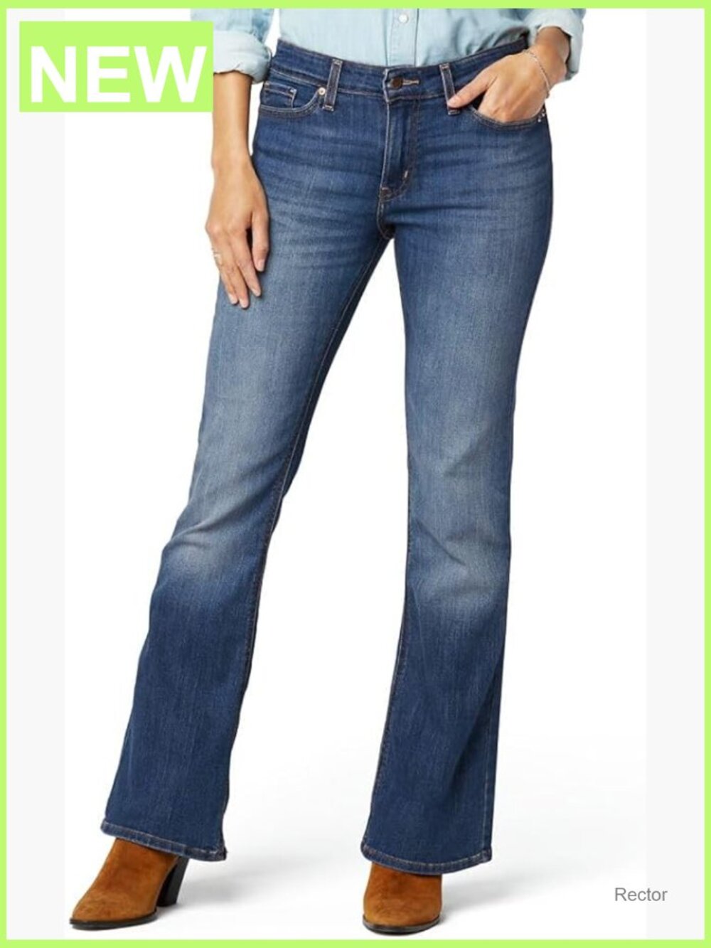 Mid Rise Boot Cut Jeans, Medium Stretch Denim, Plus Fit, 32 Inseam